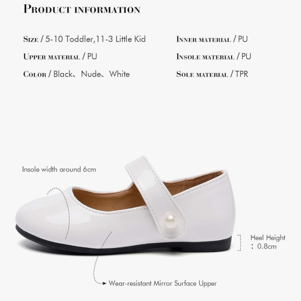 Charming White Kids Mary Jane Shoes Toddler/Little Girl NEW SZ 1 - Picture 2 of 6